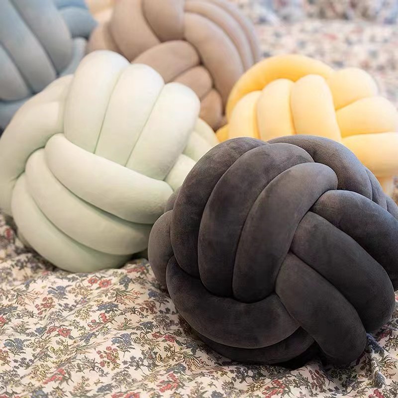 Soft Round Handmade Knotted Ball Sofa Pillow Velvet Plush Ball