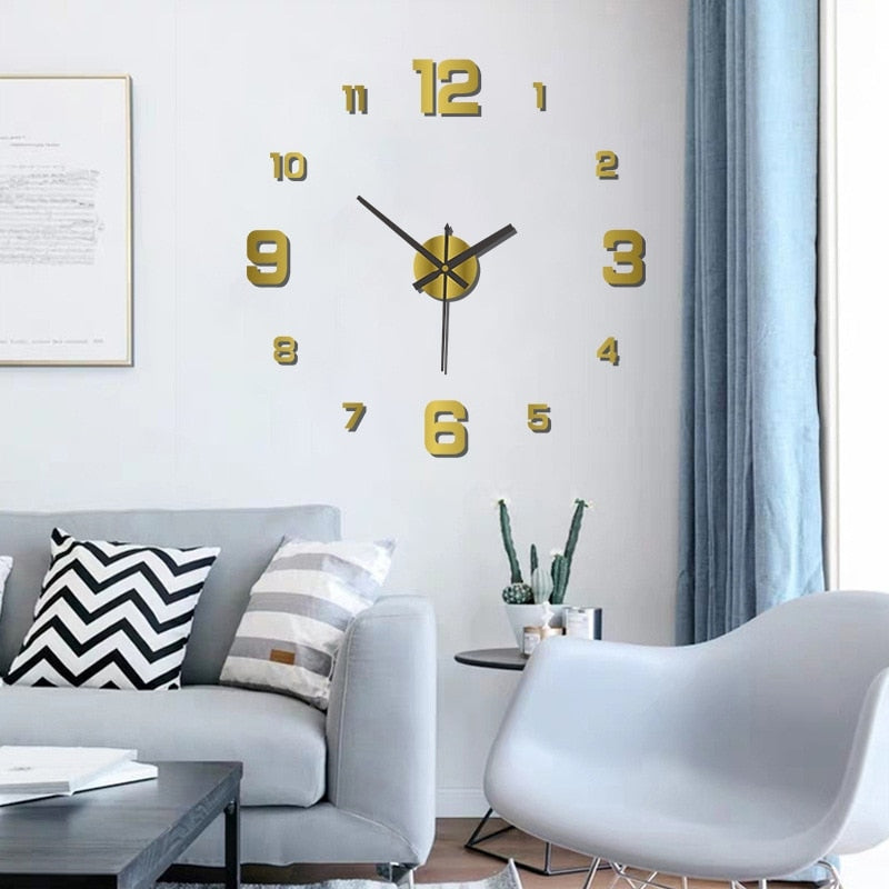 Creative Frameless DIY Wall Clock Wall Decal Home Silent Clock Living Room Office Wall Decoration