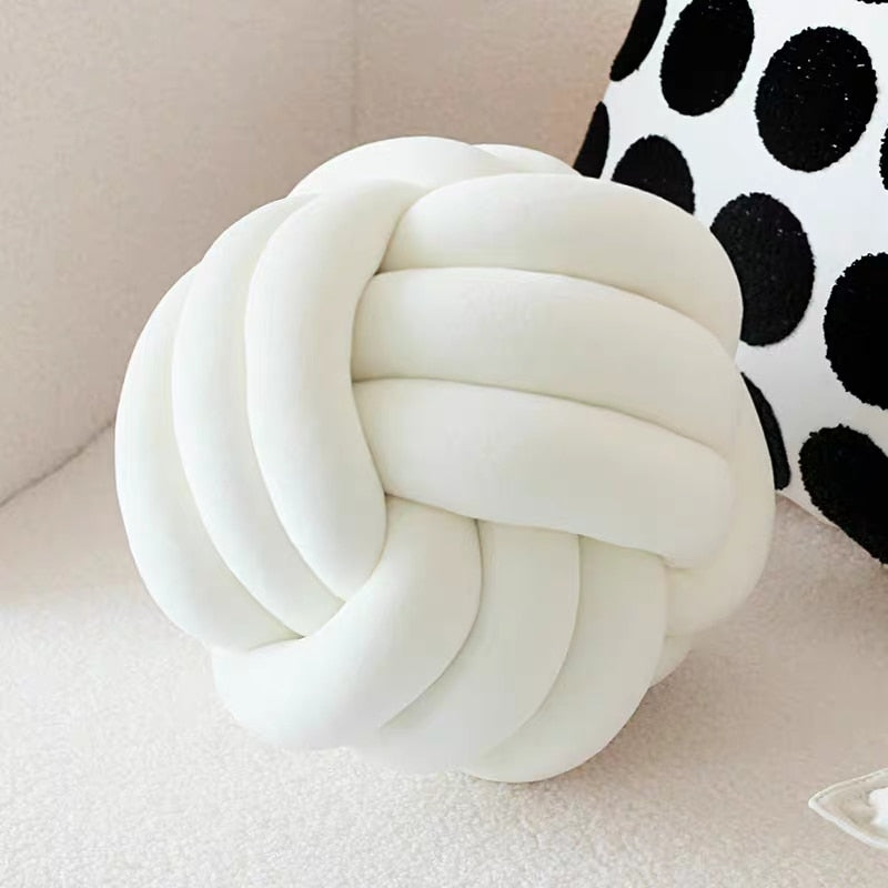 Soft Round Handmade Knotted Ball Sofa Pillow Velvet Plush Ball