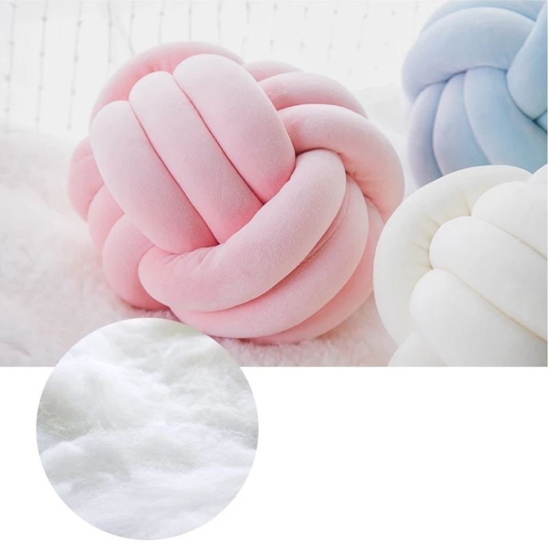 Soft Round Handmade Knotted Ball Sofa Pillow Velvet Plush Ball