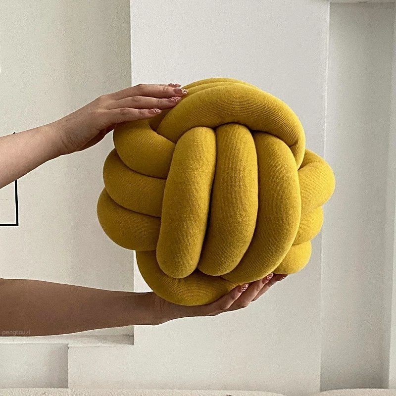 Soft Round Handmade Knotted Ball Sofa Pillow Velvet Plush Ball