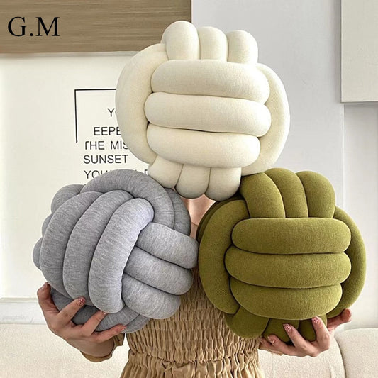 Soft Round Handmade Knotted Ball Sofa Pillow Velvet Plush Ball